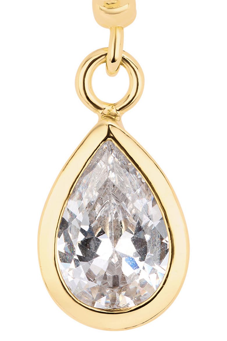 Modern Muse Beaded CZ Pear Bezel Hoop Earrings, Alternate, color, GOLD