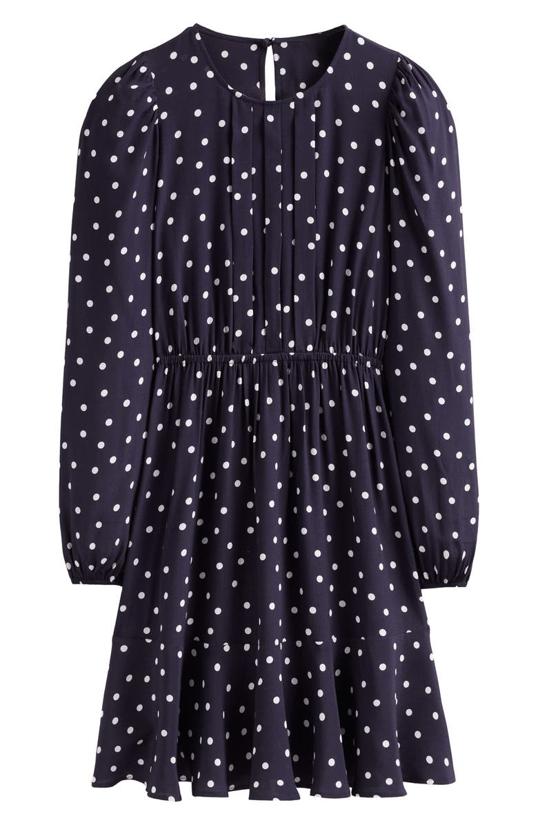 Boden Polka Dot Pleated Bodice Long Sleeve Minidress, Alternate, color, 