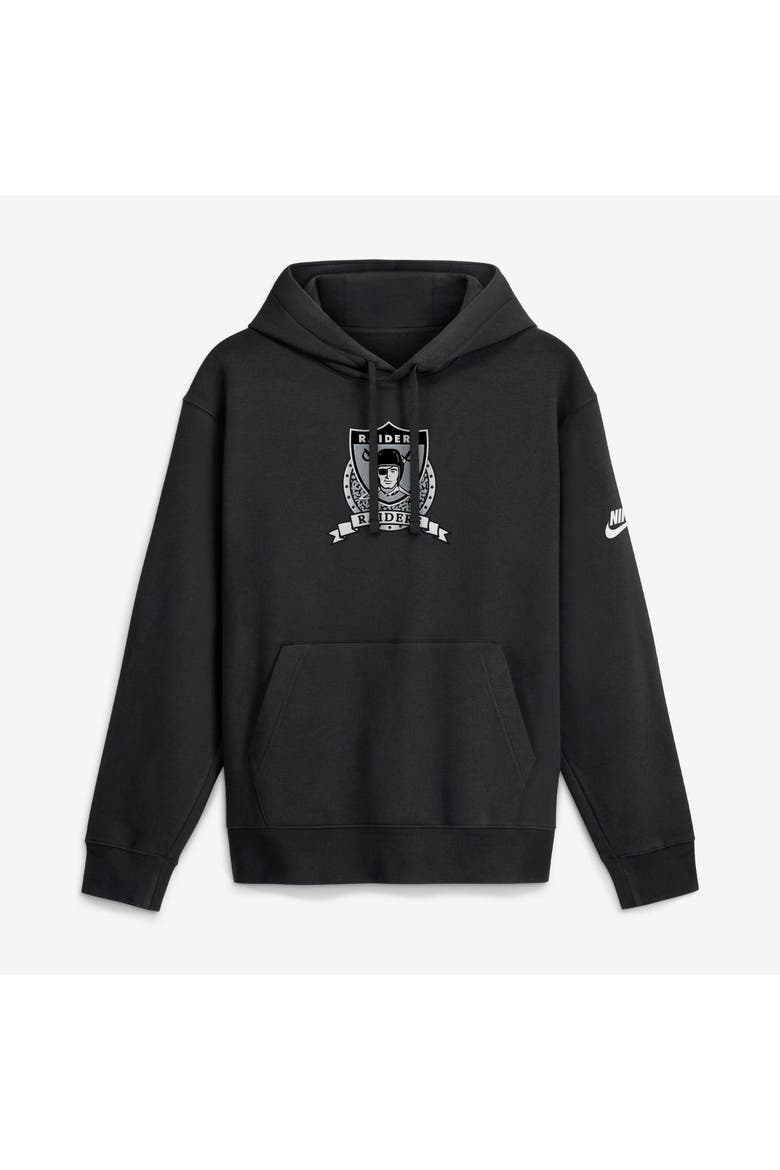 Men's Nike  Black Las Vegas Raiders Short Pass Rewind Club Fleece Hoodie, Main, color, Black