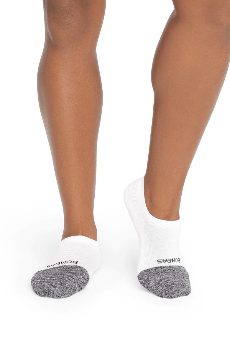 Bombas Solid Cushioned No-Show Socks, Alternate, color, White