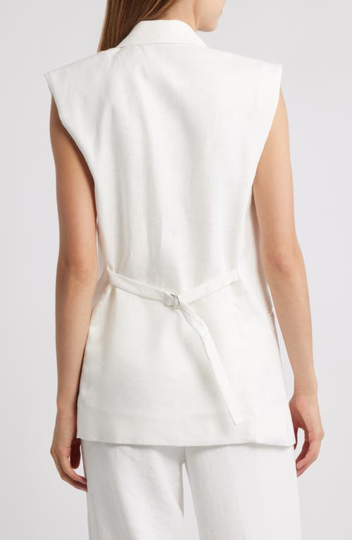 Mango Long Linen Vest In White
