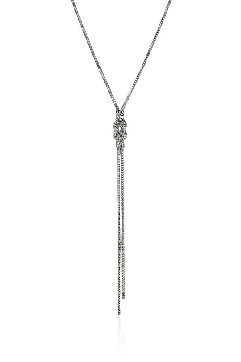 Love Knot Y-Necklace, Diamonds, Alternate, color, SILVER