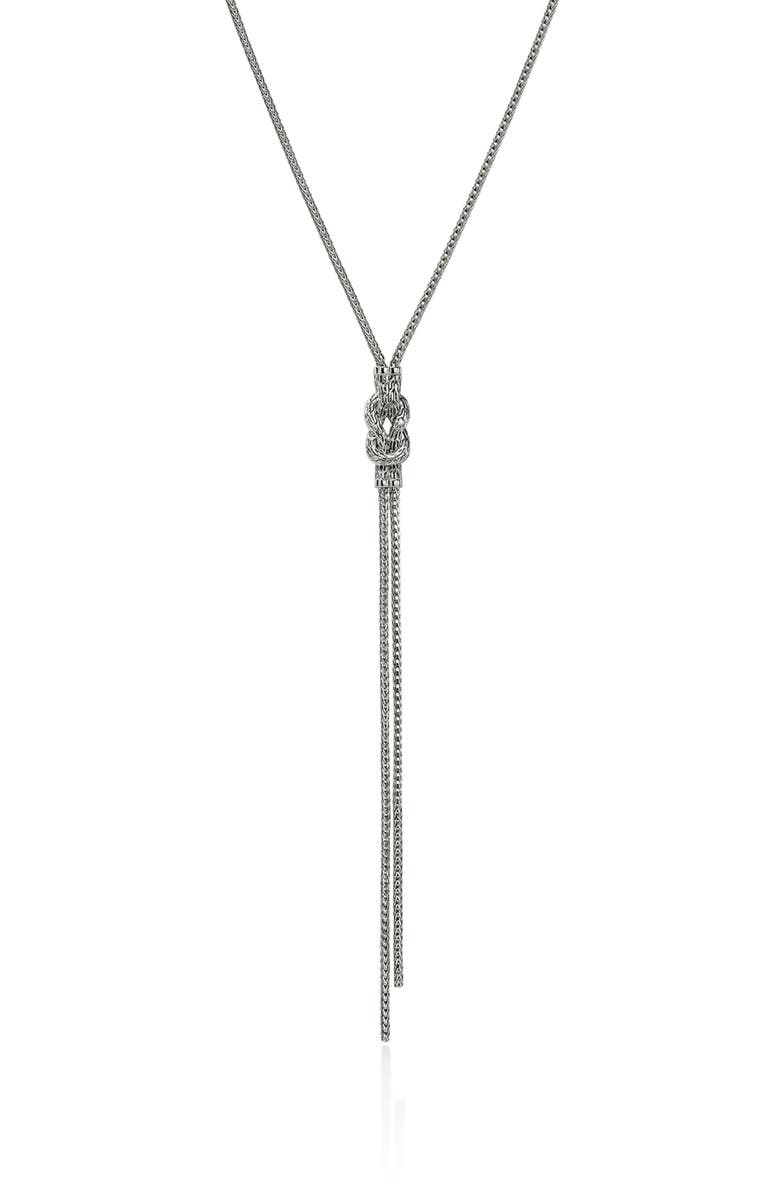 John Hardy Love Knot Y-Necklace, Diamonds, Alternate, color, Silver