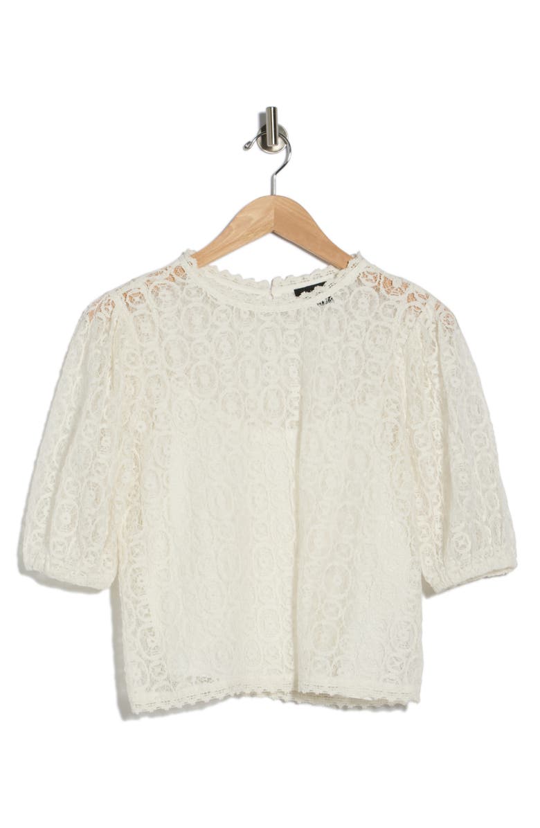 Sanctuary Lace Puffed Sleeve Top, Alternate, color, Vintage Ivory