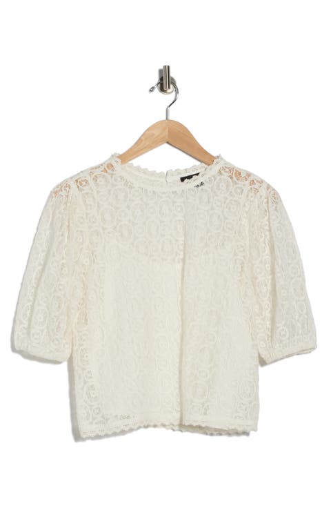 Lace Puffed Sleeve Top