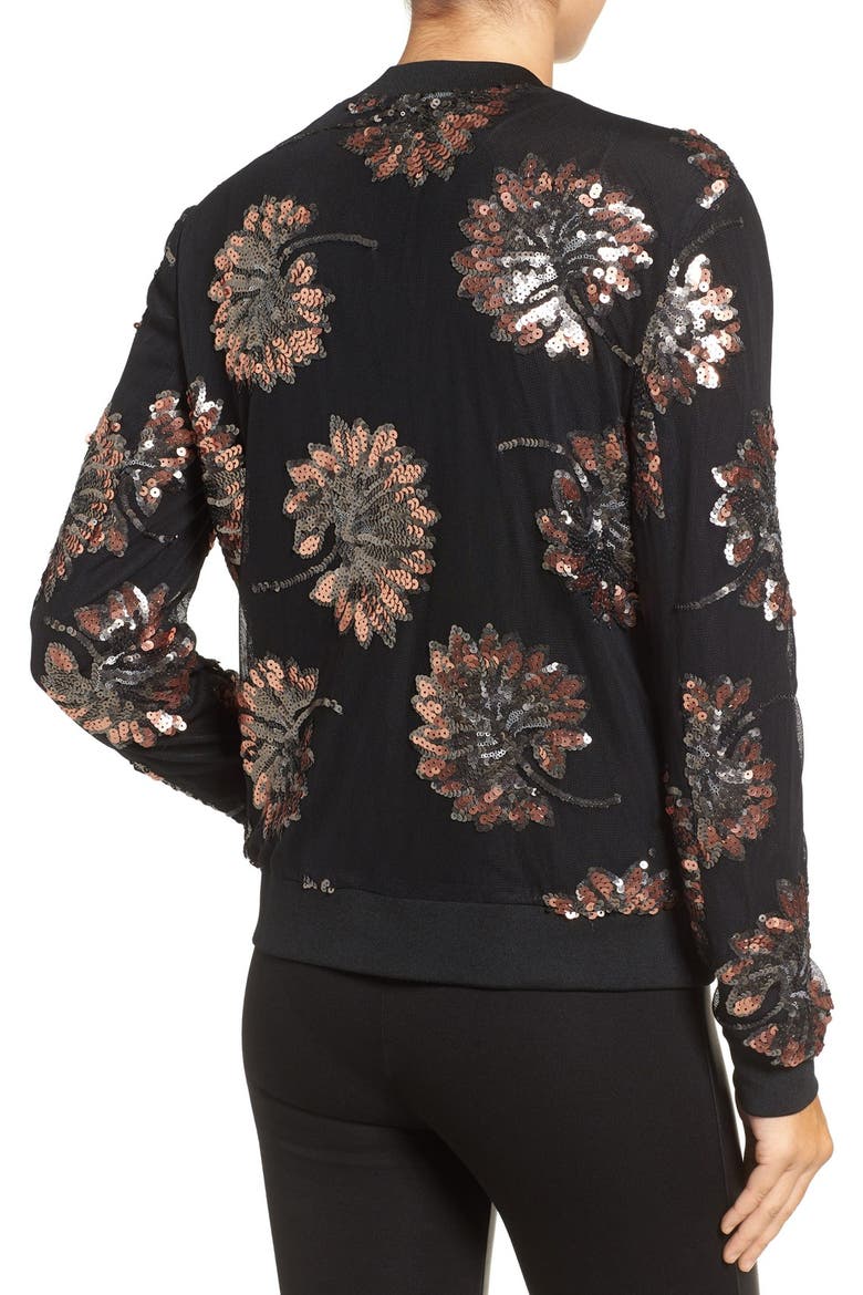 Sequin Bomber Jacket, Alternate, color, BLACK GOTHIC FLORAL SEQUIN