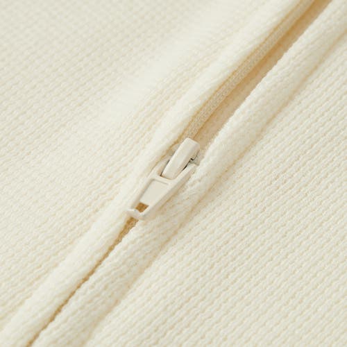 Milkbarn Waffle Zipper Pajama In White
