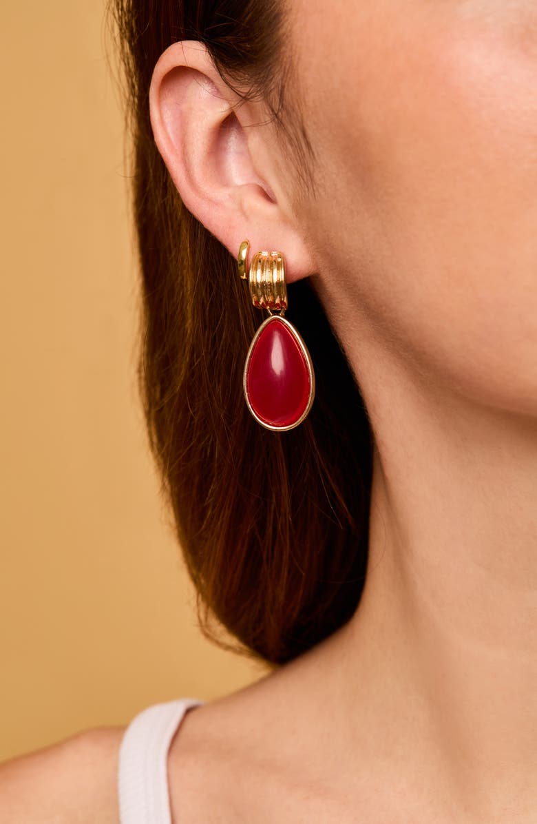 Petit Moments Teardrop Hoop Earrings, Alternate, color, Red
