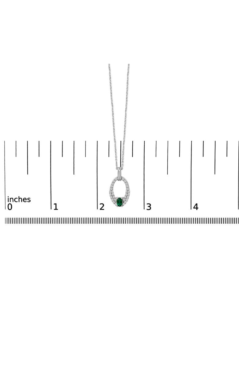 Haus of Brilliance Silver Created Green Emerald and White Sapphire Oval Shaped Pendant Necklace, Alternate, color, White