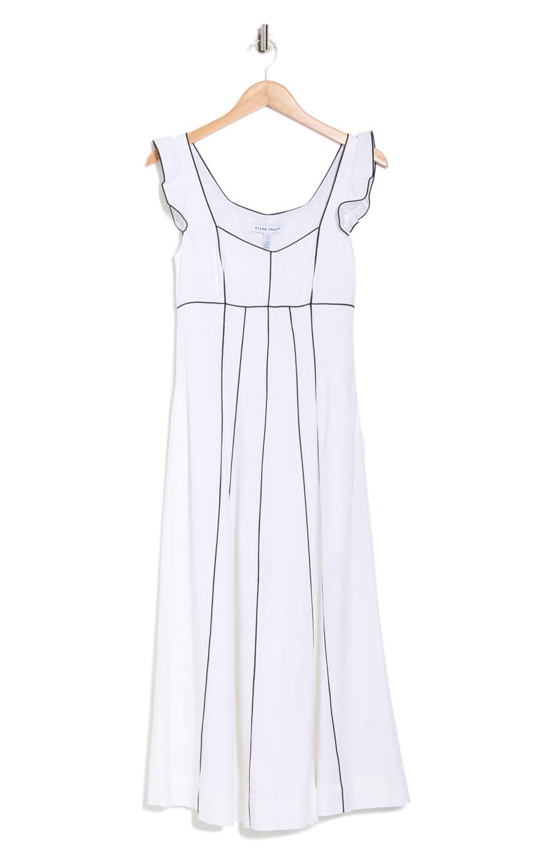 Ellen Tracy Piped Midi Dress, Main, color, White