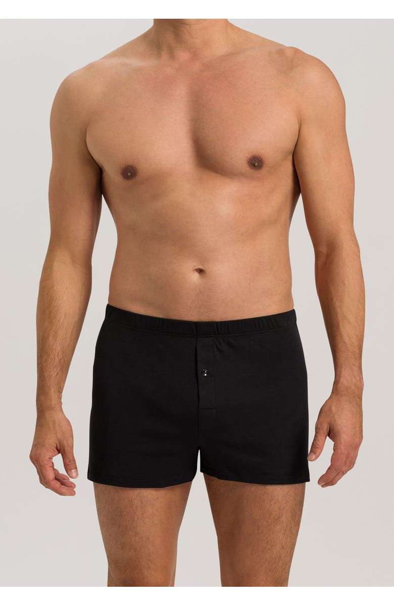Hanro Sea Island Cotton Boxer, Alternate, color, Black
