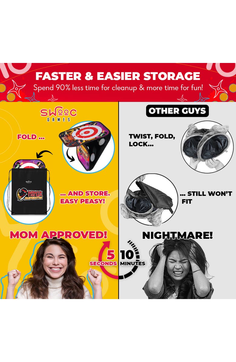 Swooc Games Ninja Superstar | 2-in-1 Corn Hole Games for Kids, Alternate, color, Multicolored