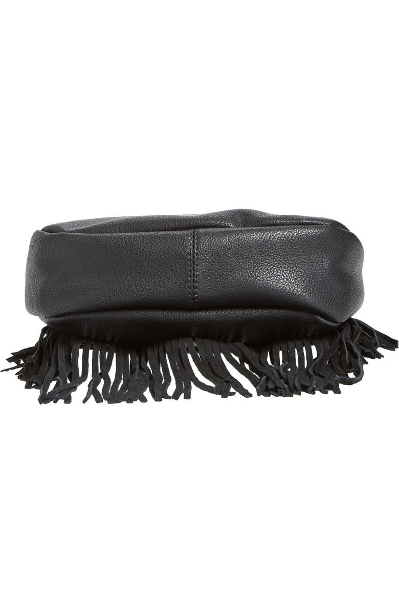Sole Society 'Kerry' Fringe Faux Leather Crossbody Bag, Alternate, color, Black