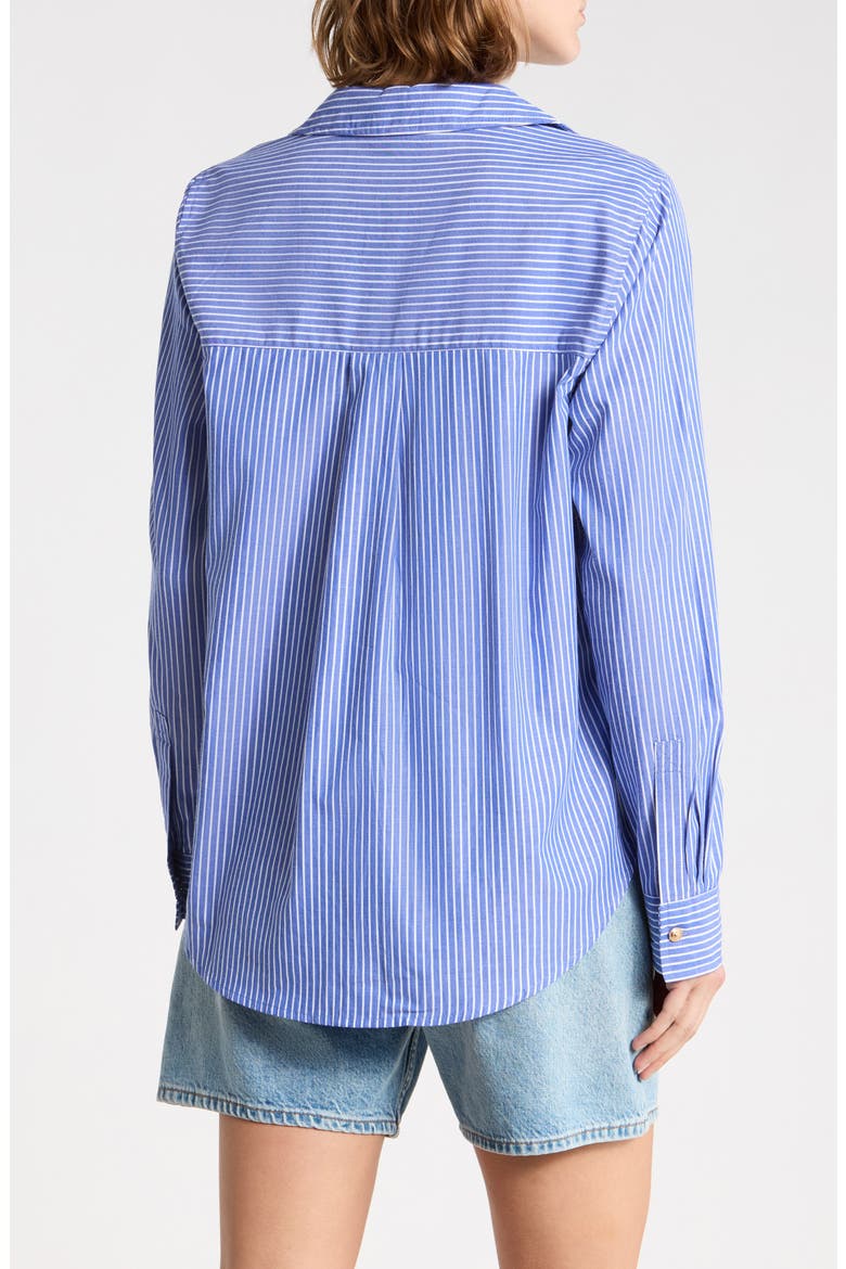 Bentley Stripe Long Sleeve Cotton Button-Up Shirt, Alternate, color, HUDSON RIVER