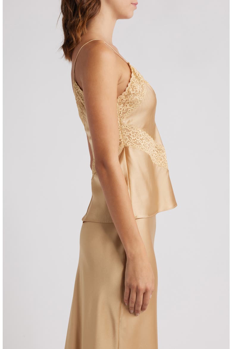 Brimsley Lace Trim Silk Camisole, Alternate, color, CAMEL CHARM