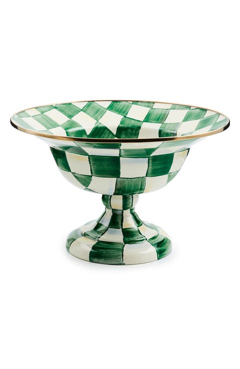 Emerald Check Large Compote Bowl