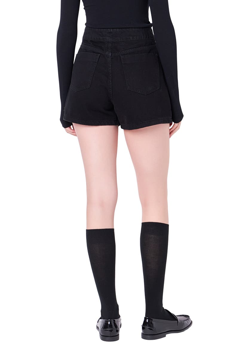 Button Fly Denim Shorts, Alternate, color, BLACK