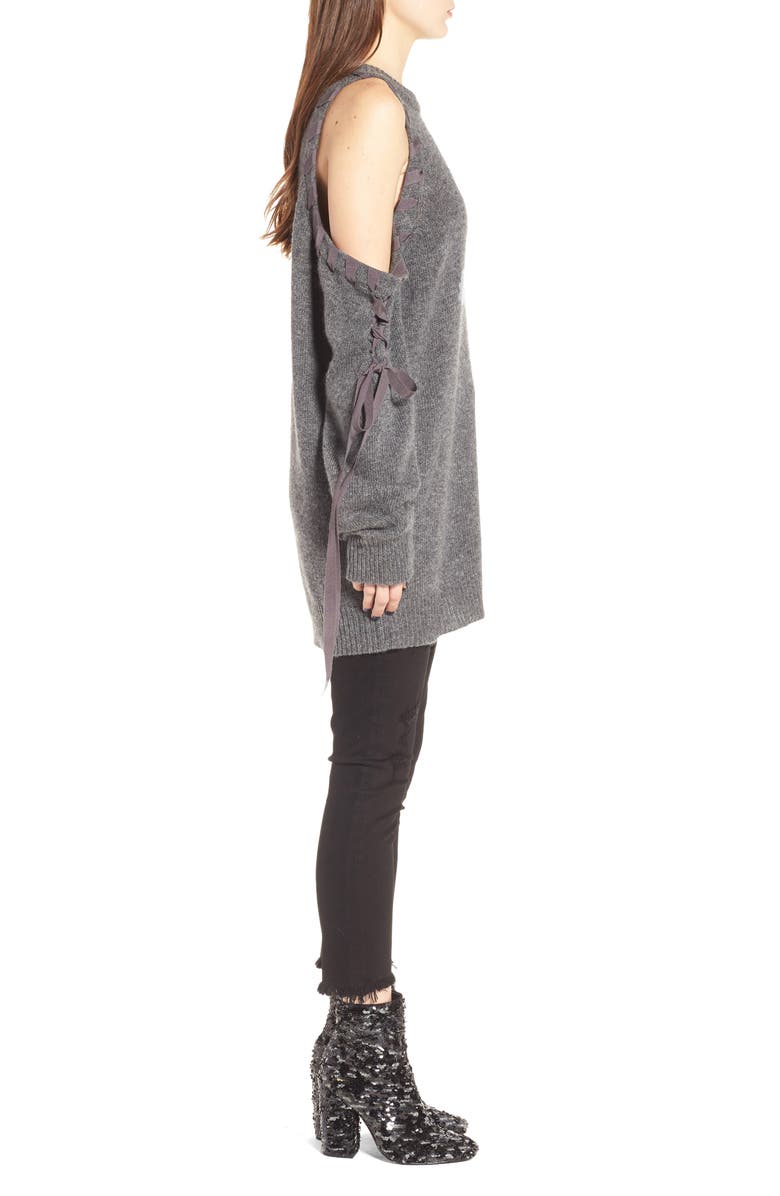 KENDALL + KYLIE Lace-Up Cold Shoulder Minidress, Alternate, color, 