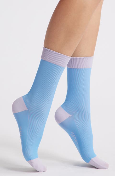 Two Tone Rib Compression Crew Socks