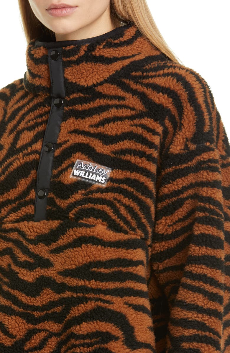 Ashley Williams Juju Tiger Print Fleece Jacket, Alternate, color, 
