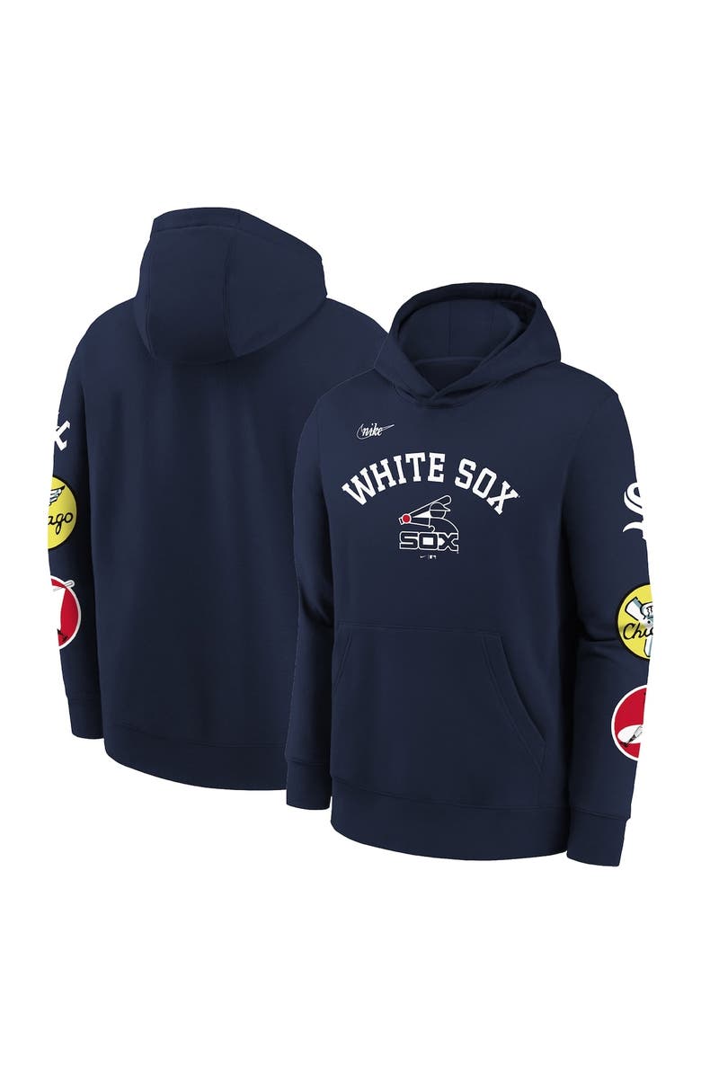 Nike Youth Nike Navy Chicago White Sox Rewind Lefty Pullover Hoodie, Main, color, 