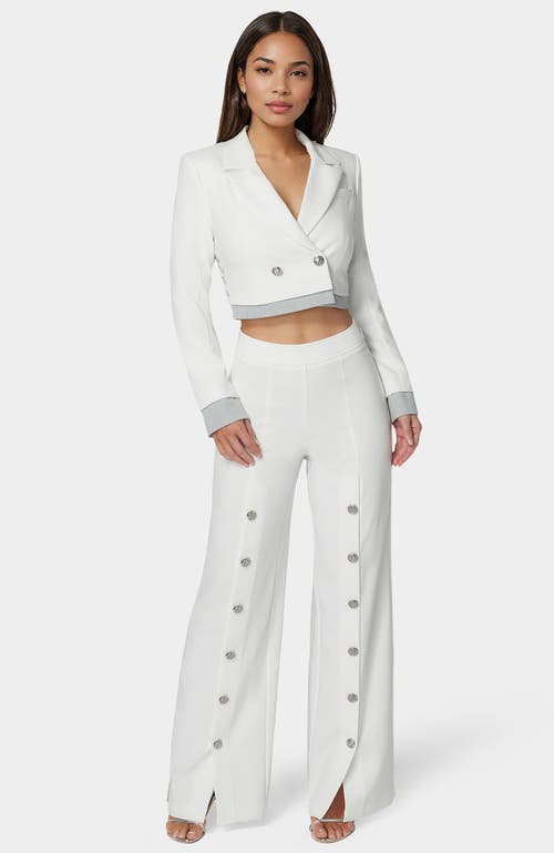 Bebe High Waist Wide Leg Pant In White