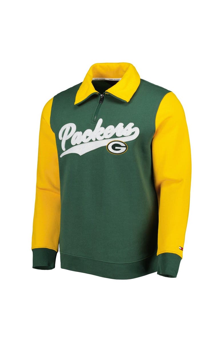 Tommy Hilfiger Men's Tommy Hilfiger Green/Gold Green Bay Packers Aiden Quarter-Zip Sweatshirt, Alternate, color, Green