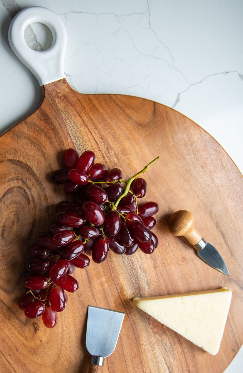 Jeanne Fitz Wood + White Collection Acacia Wood Round Charcuterie Board, Large, Alternate, color, White, Brown