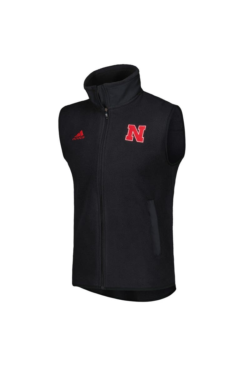 Men's adidas Black Nebraska Huskers Full-Zip Vest, Alternate, color, Black