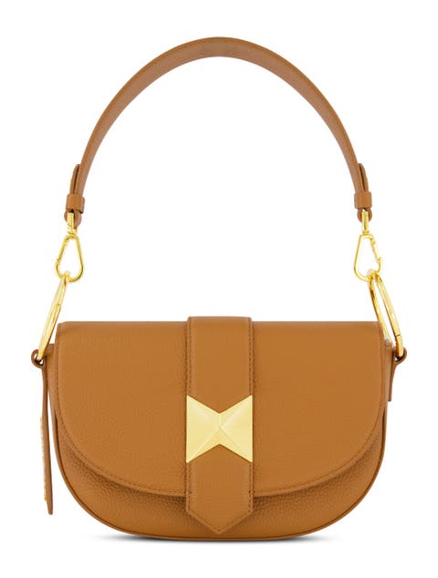 Gold Plated Hardware Grain Leather Saddle Bag