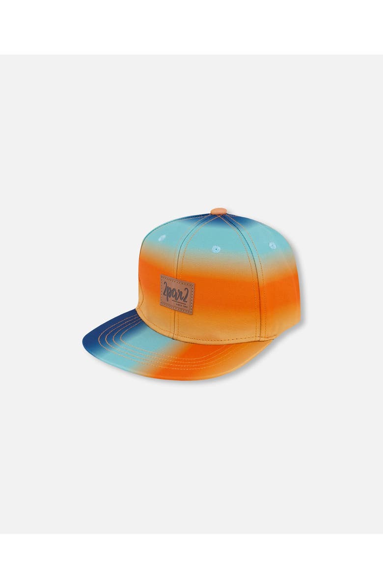 Deux par Deux Boy's Printed Cap Navy Blue, Turquoise, And Orange, Main, color, Navy Blue Turquoise And Orange