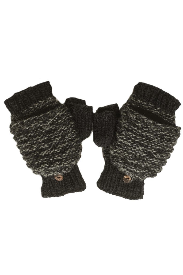 Speckle Knit Mittens, Main, color, Charcoal