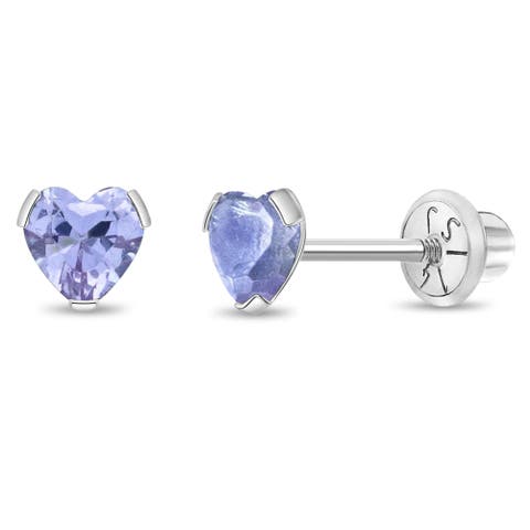 14k Tiny Cubic Zirconia Heart Earrings