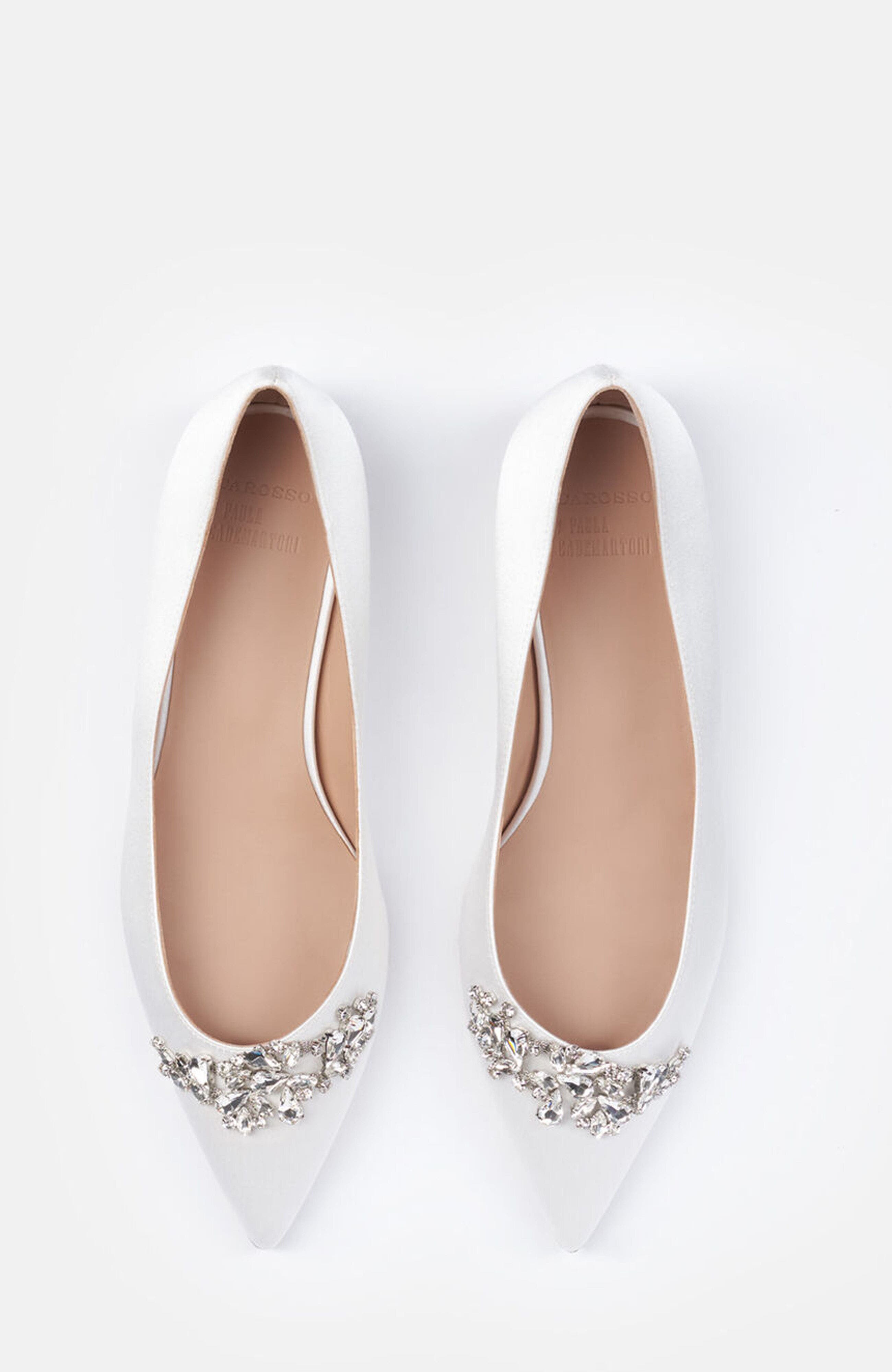 Iris Ballerinas, Alternate, color, White Rhinestone - Silk