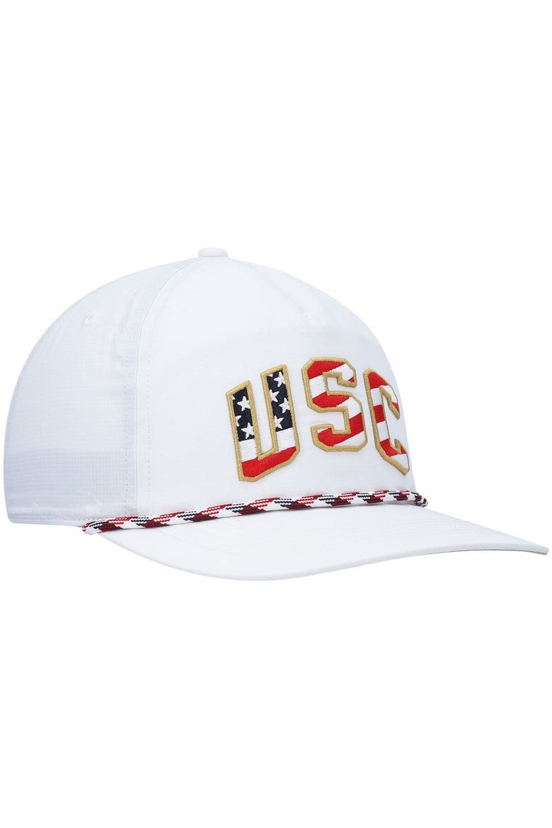 Men's '47 White USC Trojans Stars and Stripes Flag Flutter Hitch Snapback Hat, Alternate, color, White