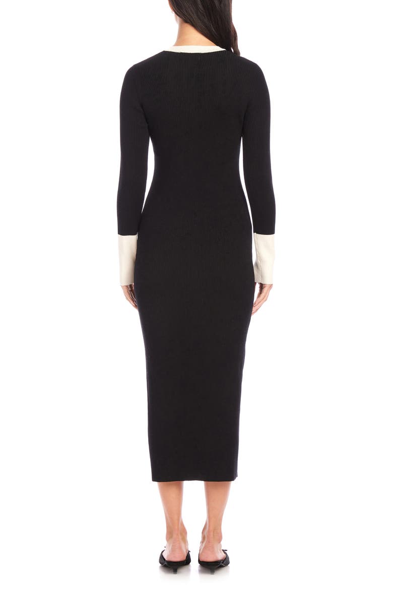 Maves Long Sleeve Midi Sweater Dress, Alternate, color, BLACK/ CREAM