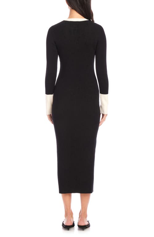 Fifteen Twenty Maves Rib Knit Button Front Desk In Black/cream