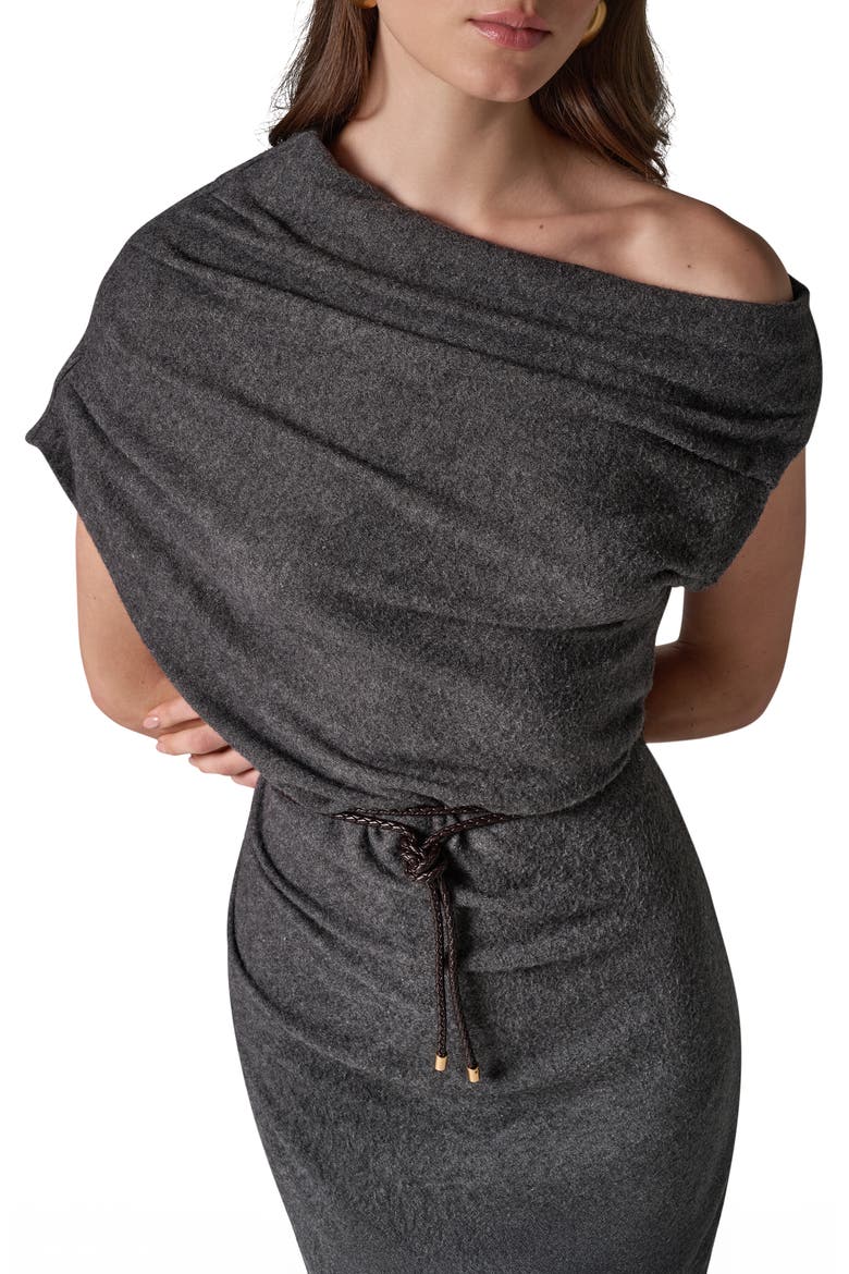 Off the Shoulder Sheath Dress, Alternate, color, HEATHER CHARCOAL