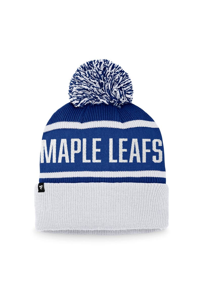 FANATICS Men's Fanatics Branded Blue/White Toronto Maple Leafs Vintage Heritage Cuffed Knit Hat with Pom, Alternate, color,
