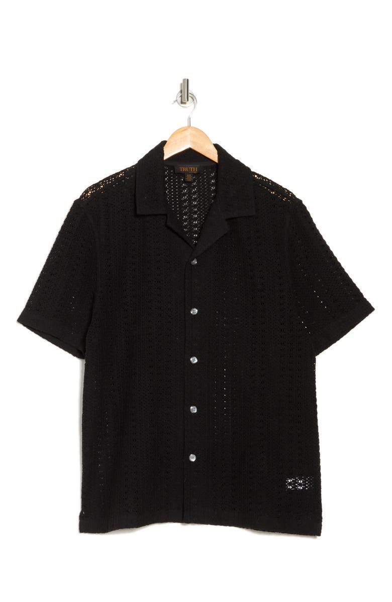 TRUTH Open Knit Button-Up Cuban Shirt, Alternate, color, 