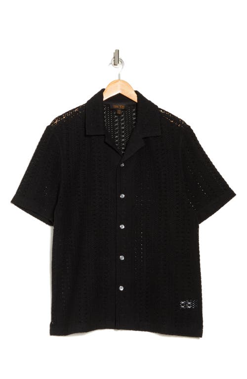 Truth Open Knit Button-up Cuban Shirt