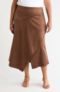 CITY BLUES Faux Leather Asymmetrical Midi Skirt
