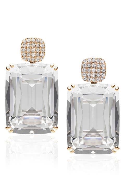 Gossip Cushion Cut Drop Earrings