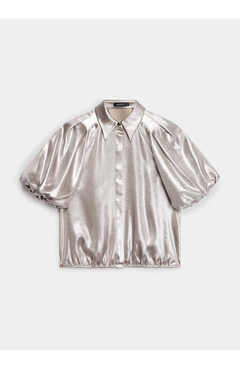 MINT VELVET Metallic Puff Sleeve Shirt, Alternate, color, Gold