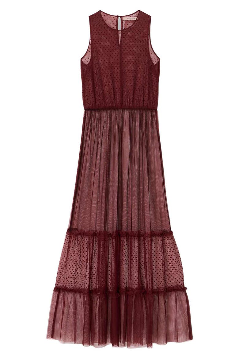 Terra Sheer Tulle Maxi Dress, Alternate, color, BURGUNDY RED