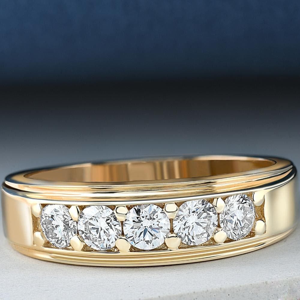 Bliss Diamond 1 Ct Diamond Ring Mens High Polished Solid Gold Wedding