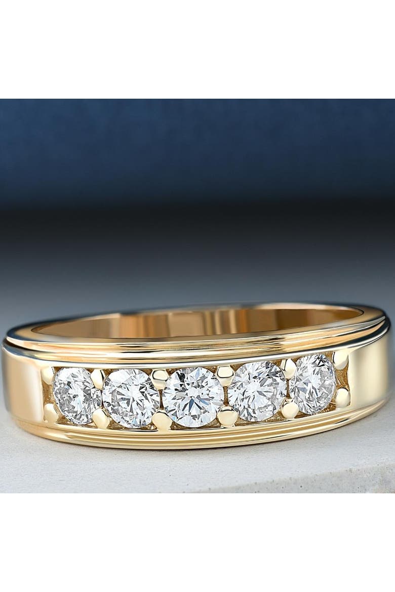 1 Ct Diamond Ring Mens High Polished Solid Gold Wedding Band Lab Grown, Alternate, color, 10K Yellow Gold
