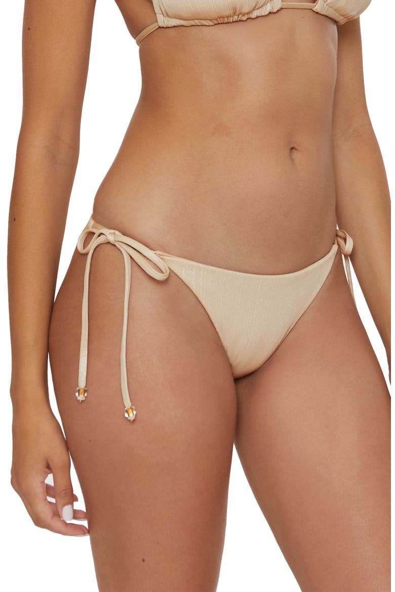 Origami Side Tie Bikini Bottoms, Alternate, color, TAUPE