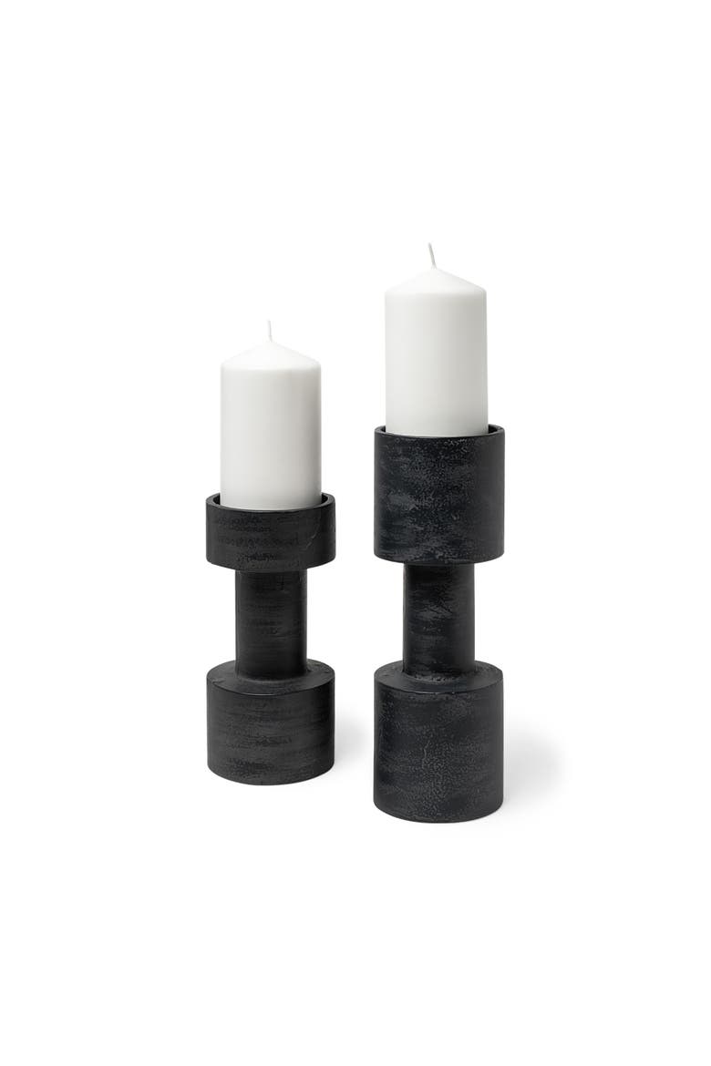 Bolton I Set of 2 Metal Table Candle Holders, Main, color, Black