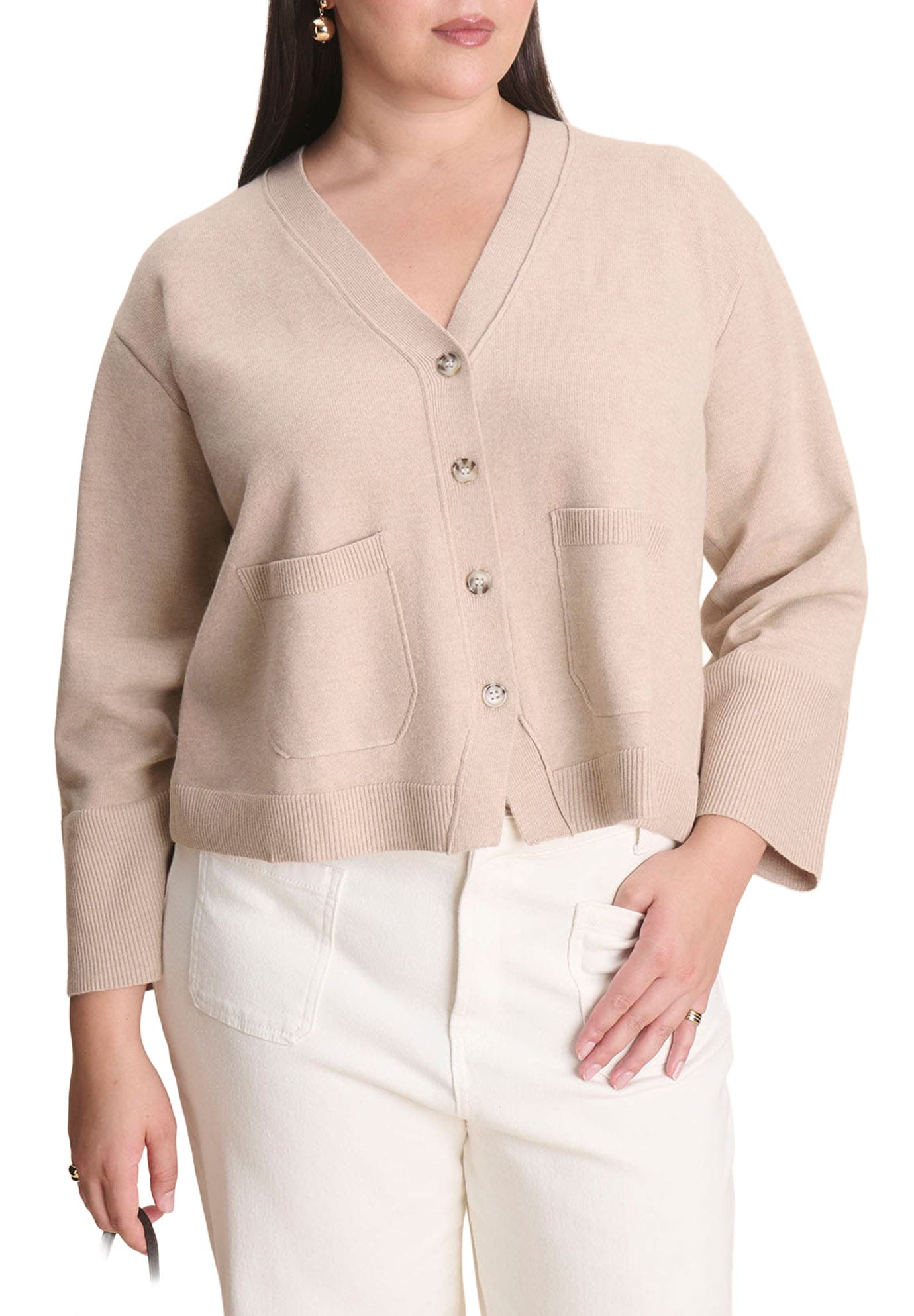 Wide Sleeve Cardigan With Pockets
